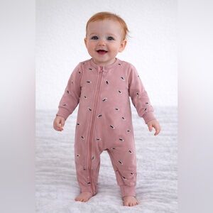 Miles The Label Pink Sneaker Print Zip Pajamas Baby Sleeper | Size 6M